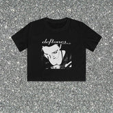 Bxoxo American Retro Streetwear Hip Hop women's Crop Top Sexy Punk Gothic Rock Harajuku Emo Girls Geometric Pattern Black Short Sleeve